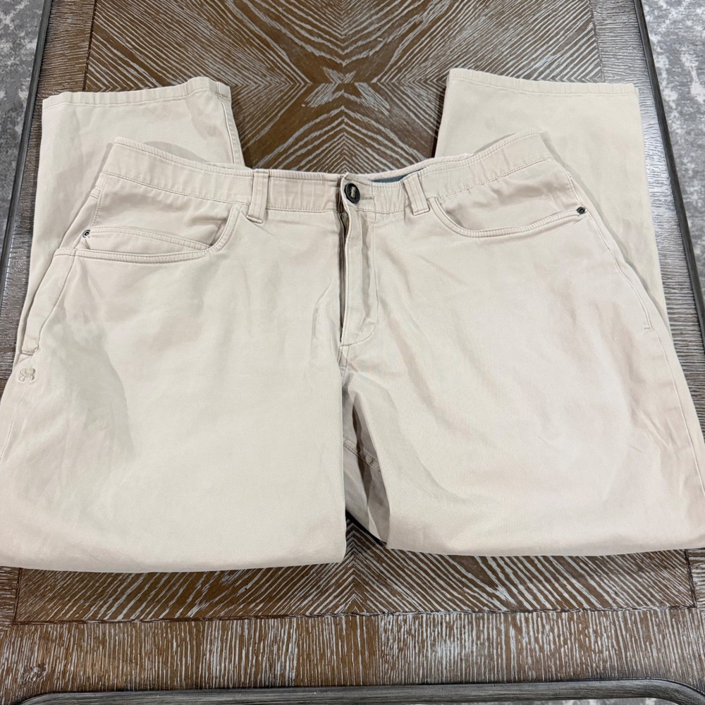 Under Armour Mens Loose Fit Chino Pants Tan Straight Leg 36x30